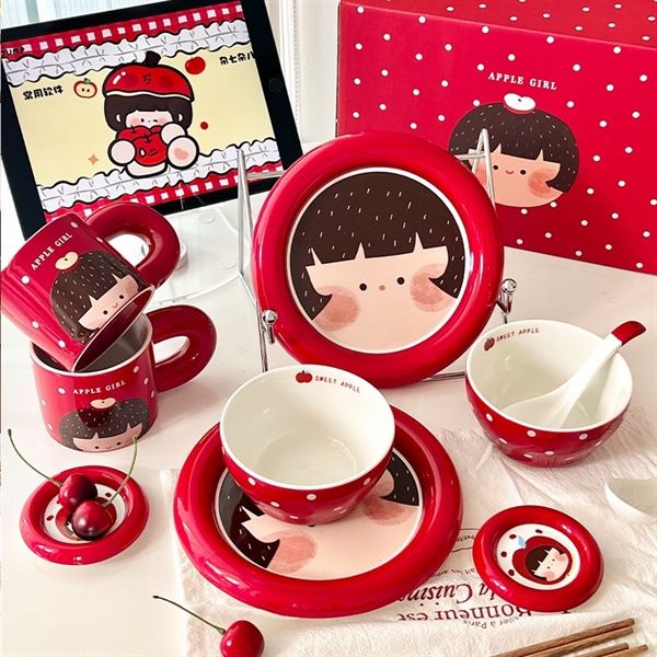  Set bát đĩa bé táo đỏ 