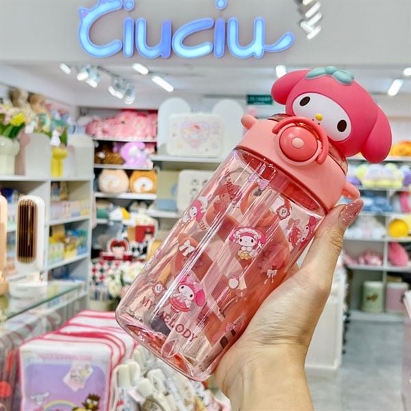  Bình nước Sanrio trong đầu chibi 650ml 