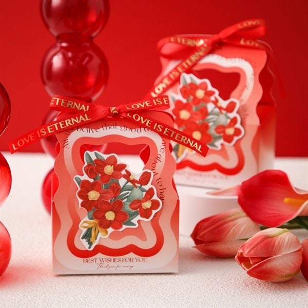  Túi quà gập miệng mini giỏ hoa ruy băng 