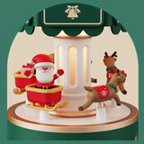  Đèn hộp nhạc Giáng Sinh vòng xoay tuần lộc 