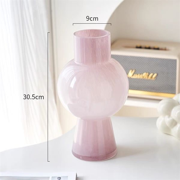 Lọ hoa thuỷ tinh thân tròn thắt đáy 31cm 