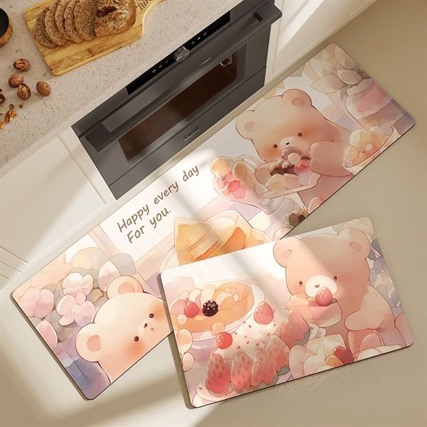  Thảm bếp chống nước - Gấu bánh kem 