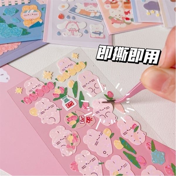  Sticker thỏ lấp lánh 