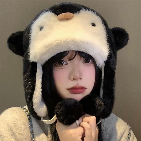  Mũ bịt tai bông cánh cụt 
