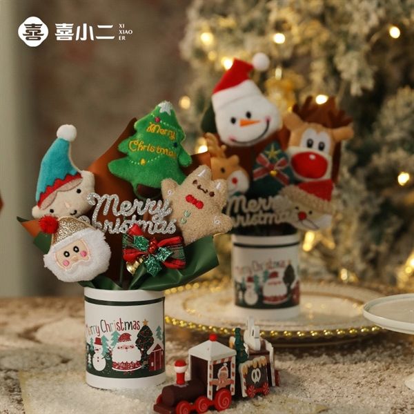  Cốc gấu bông mini Giáng Sinh 4 chi tiết 23cm 
