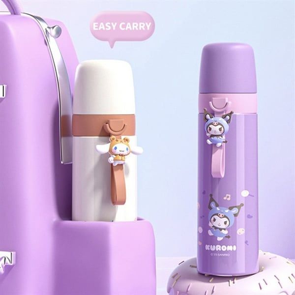  Bình giữ nhiệt quai silicon hình Sanrio 500ml 