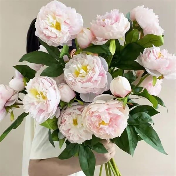  Hoa Mẫu Đơn lụa 2 hoa + 1 nụ 