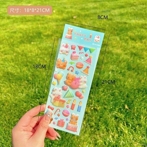  Sticker thỏ gấu 3D nổi 