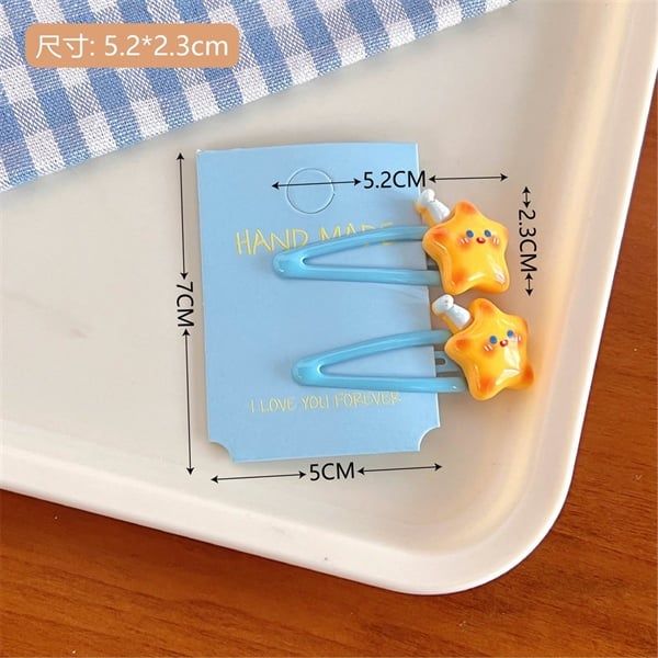  Set 2 kẹp tóc hình béo tone xanh 