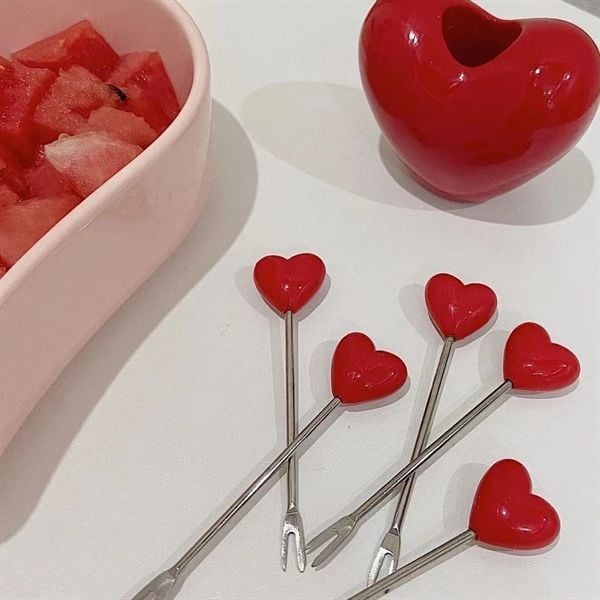  Set lọ xiên trái cây trái tim 10c 