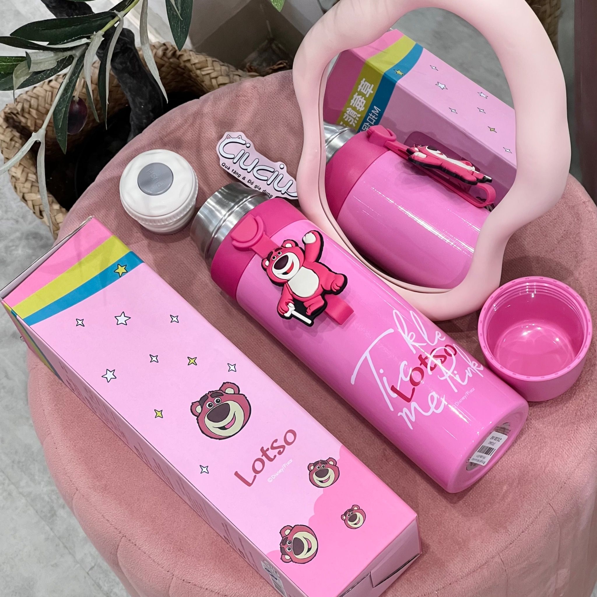  Bình giữ nhiệt quai silicon hình Lotso 500ml 