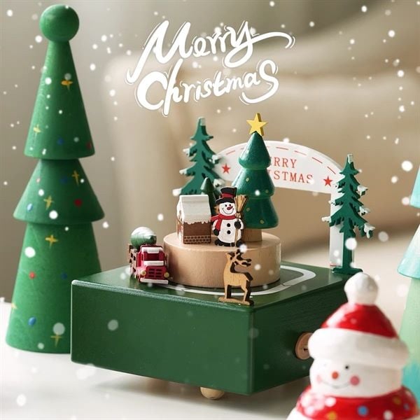  Hộp nhạc gỗ Giáng Sinh - Xe tải 