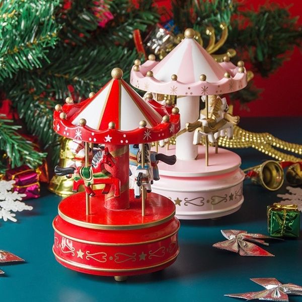  Hộp nhạc ngựa Giáng Sinh 10x16cm 