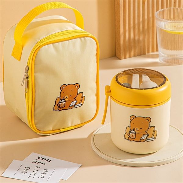  Cốc đựng canh Gấu trà sữa 530ml ( Kèm túi ) 