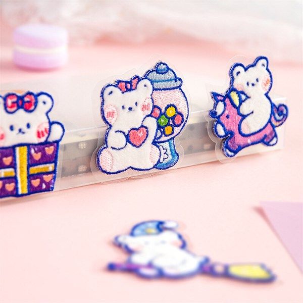  Sticker vải ủi gấu xanh 