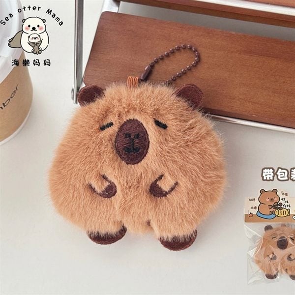  móc khoá Capybara bông tròn 