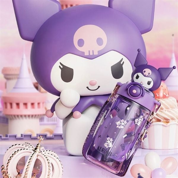  Bình nước Sanrio trong đầu chibi 650ml 