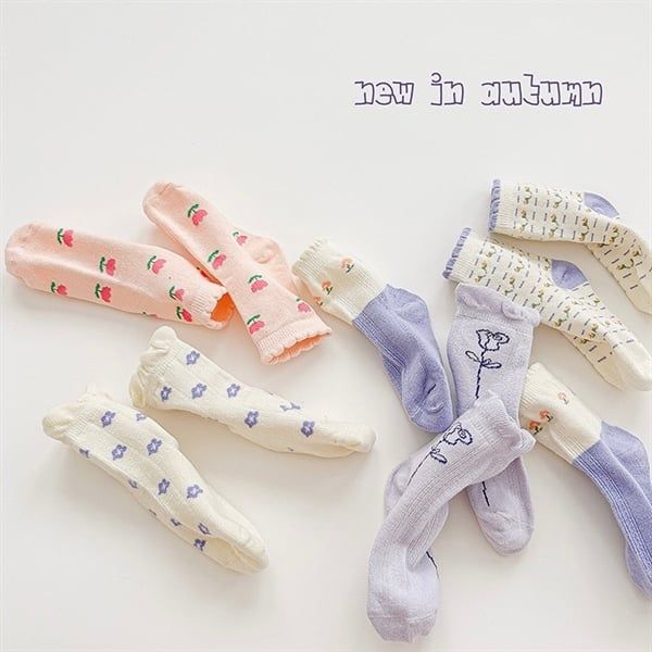 Tất Kid hoa nhí nhún cổ 