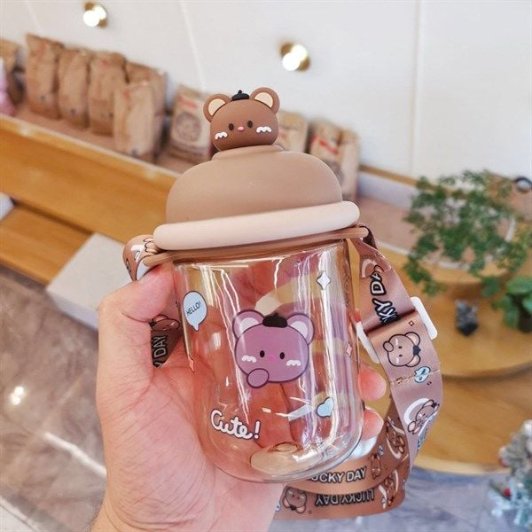  Bình nước Cute! dây đeo 435ml 