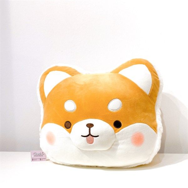  Gối bông đầu shiba viền lông 30cm 