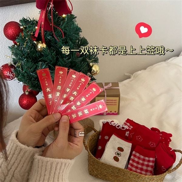  Tất SongMu gân trắng đỏ 