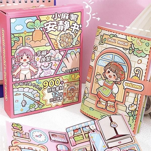  Box sổ + background ghép hình DIY Small Mochi + dụng cụ 