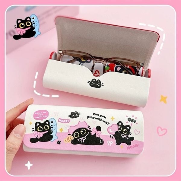  Hộp kính+lau kính mèo đen ôm cá 