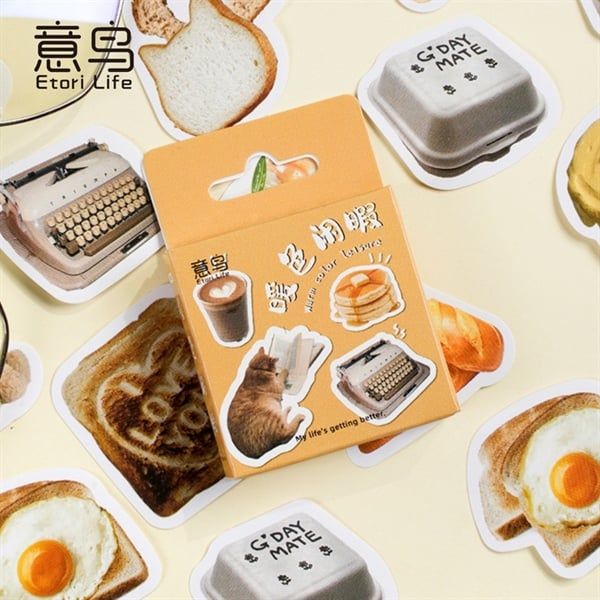 Box sticker mini mèo đồ ăn Etori Life 
