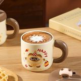  Cốc sứ mèo mun nắp silicon 420ml 