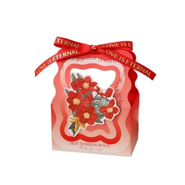  Túi quà gập miệng mini giỏ hoa ruy băng 