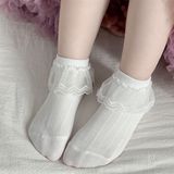  Tất Kid nhún ren gân dọc 