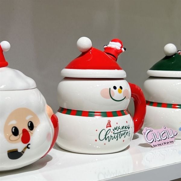  Cốc Giáng Sinh người tuyết + thìa 