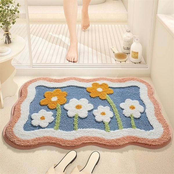  Thảm lông hoa tulip viền lượn sóng 