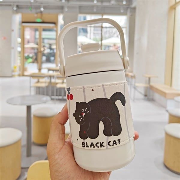  Bình giữ nhiệt mèo bọc da 500ml 
