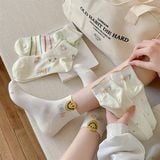  Tất Xiaohesi cổ ngắn lưới thoáng 