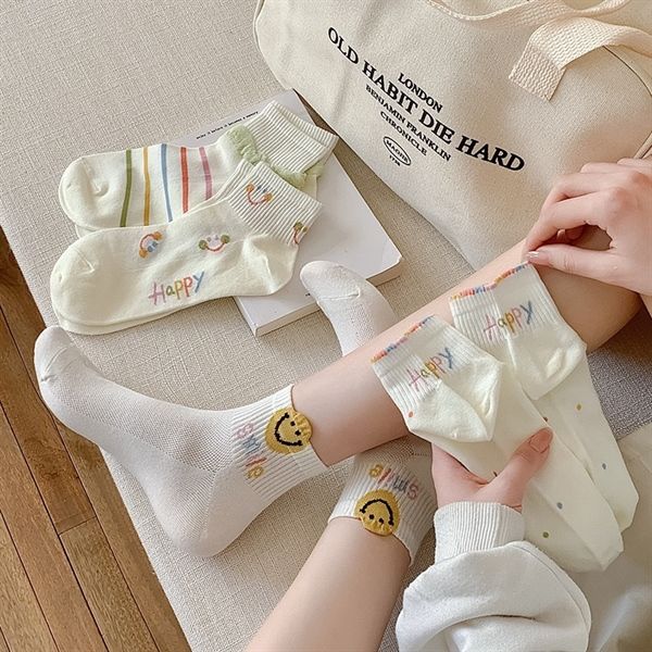  Tất Xiaohesi cổ ngắn lưới thoáng 