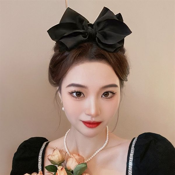  Kẹp càng cua nơ vải kép đen 