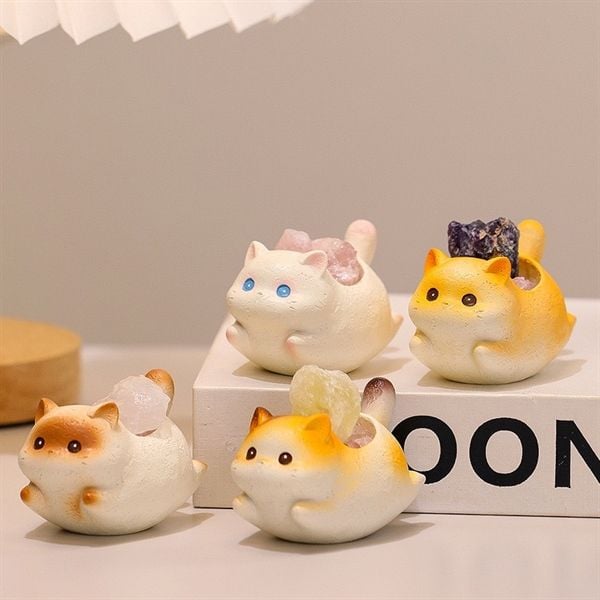  Mô hình mèo uốn cong chậu mini 