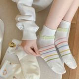  Tất Xiaohesi cổ ngắn lưới thoáng 