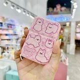  Gương gập bỏ túi bọc da hồng 7x10cm 