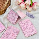  Gương gập bỏ túi bọc da hồng 7x10cm 