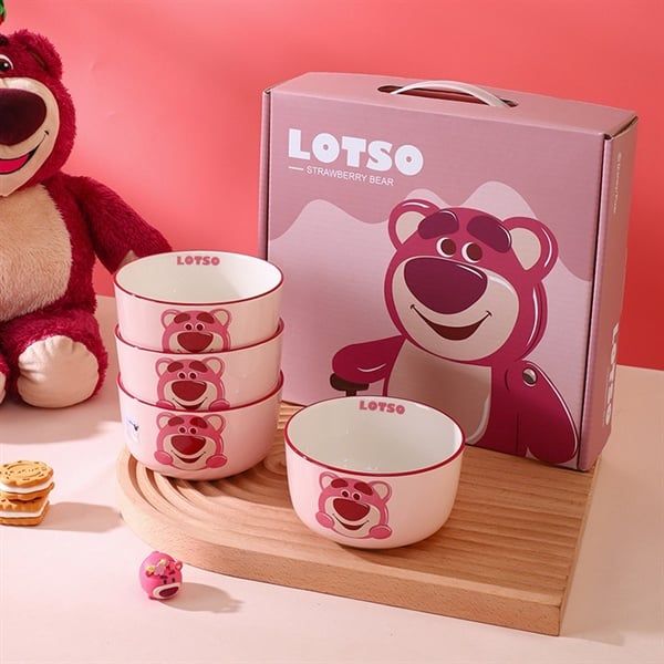  Set 4 bát gấu Lotso + hộp 