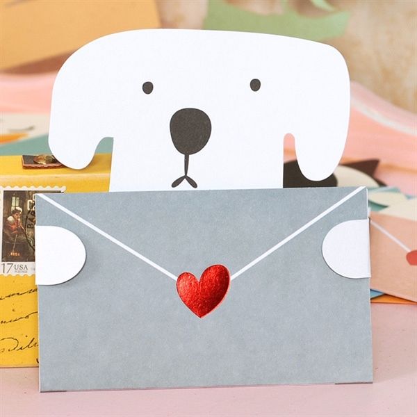  Thiệp thú ôm bao thư trái tim 