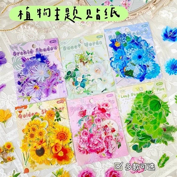  Sticker hoa lá ABC 60 miếng 