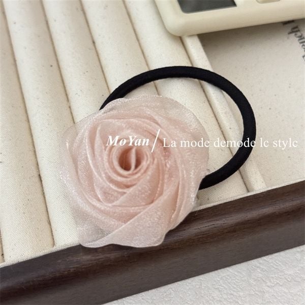  Chun buộc tóc hoa hồng voan 