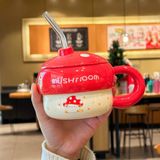  Cốc nấm Mushroom kèm ống hút 430ml 