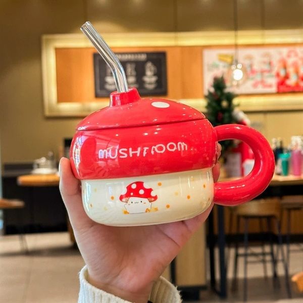  Cốc nấm Mushroom kèm ống hút 430ml 