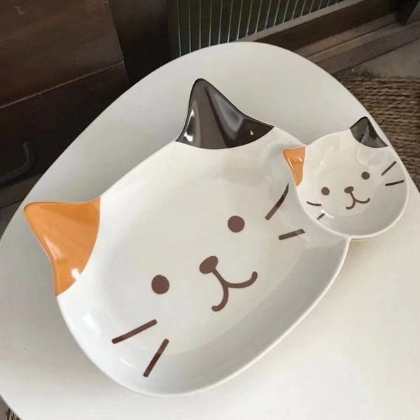  Đĩa sứ khay chấm Fuku Nyanko 28cm 