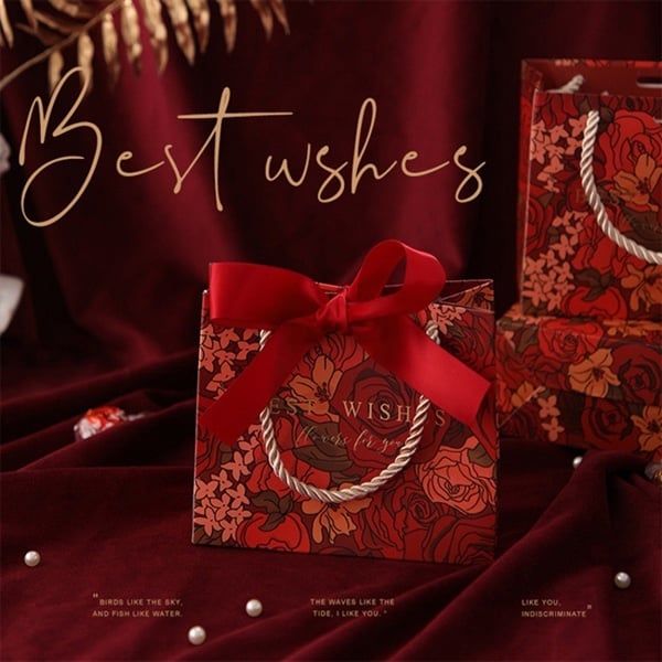  Túi quà mini nền hoa ruy băng Best Wishes 