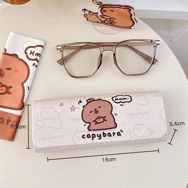  Hộp kính+lau kính Capybara ôm cam 